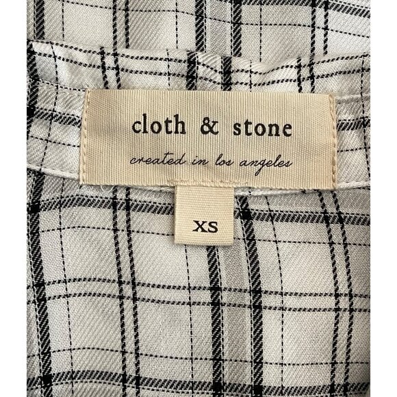 Anthropologie Cloth & Stone Plaid Button-Down Shirt Dress Frayed Hem - Picture 4 of 8